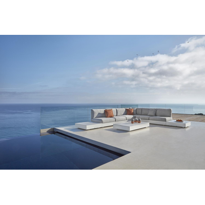 Como loungehoek in wit aluminium met natte grey chine all weather sunbrella® luxe kussen