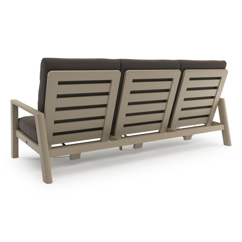 Cirello loungebank in beige aluminium met natte nature grey all weather sunbrella® luxe kussen