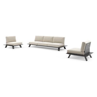 Cesano loungeset in zwart aluminium met lopi marble all weather Sunbrella® luxe kussen