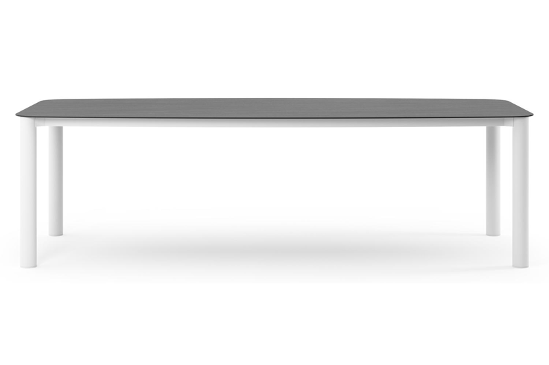 Orso tuintafel bootvorm in wit aluminium en volkeramiek Basalt Black - L 255 x B 115 x H 75 cm