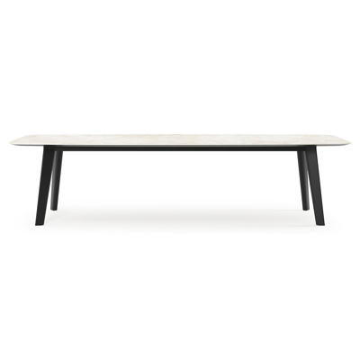 Lacirma tuintafel bootvorm in zwart aluminium en volkeramiek Rapolano L 315 x B 115 cm