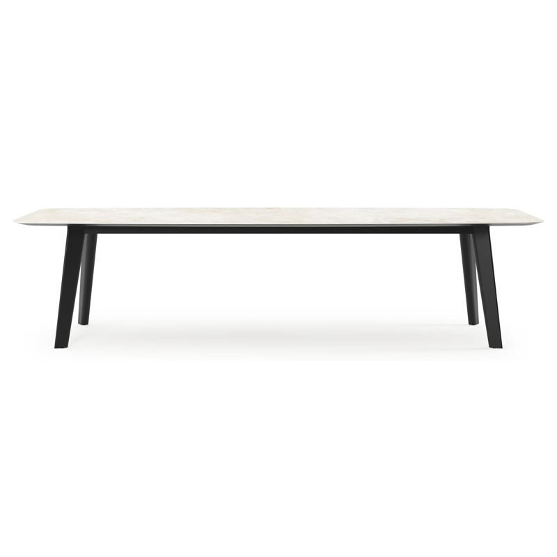 Lacirma tuintafel bootvorm in zwart aluminium en volkeramiek Rapolano L 315 x B 115 cm