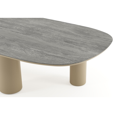 Amico tuintafel bombo xl in beige aluminium en volkeramiek Aspen Grey - L 320 x B 148 x H 73.5 cm