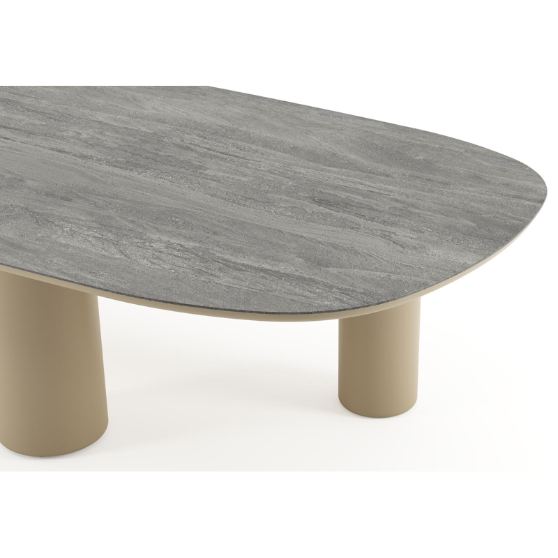 Amico tuintafel bombo xl in beige aluminium en volkeramiek Aspen Grey - L 320 x B 148 x H 73.5 cm