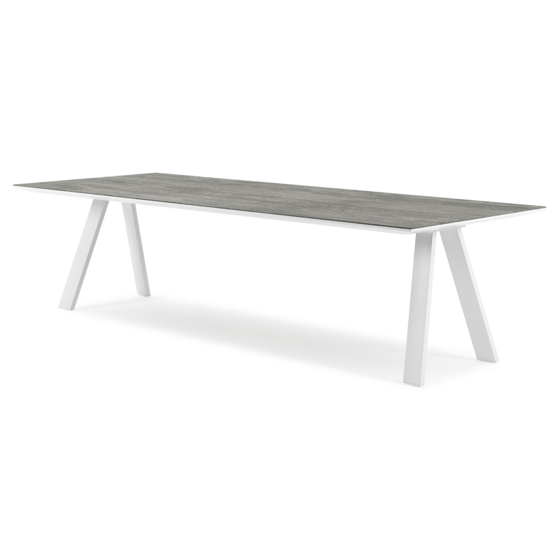 Cesano tuintafel in wit aluminium en volkeramiek aspen grey - L 280 x B 110 x H 75 cm