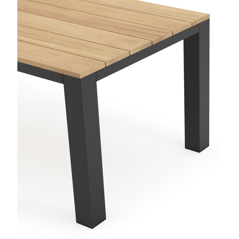 Nano tuintafel in zwart aluminium en teak - L 200 x B 100 x H 75 cm