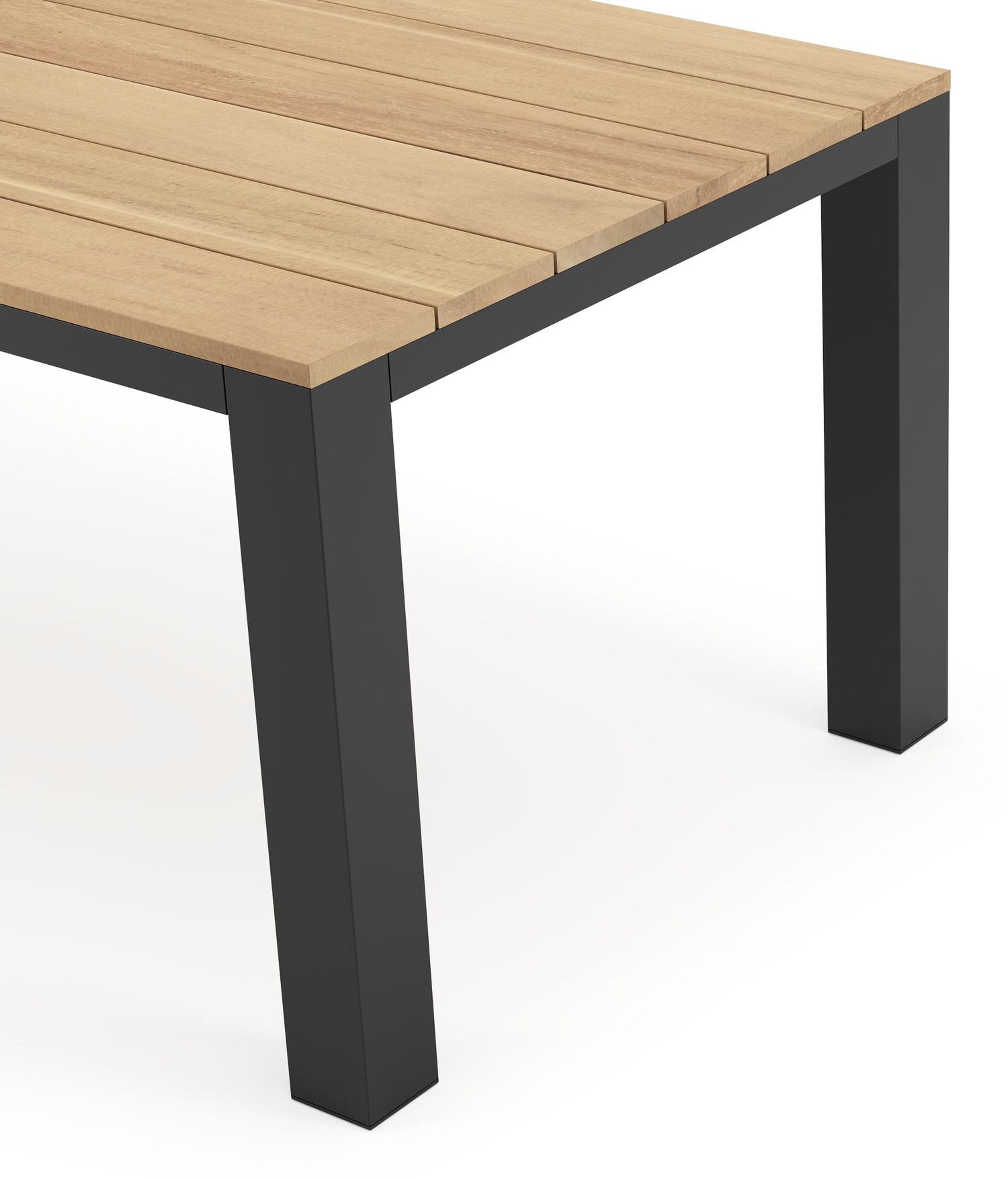 Table de jardin Nano en aluminium noir et teck - Lg 200 x Larg. 100 x H 75 cm