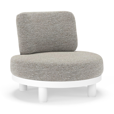 Donato loungestoel in wit aluminium met all weather sunbrella® luxe Tundra Pepper kussen