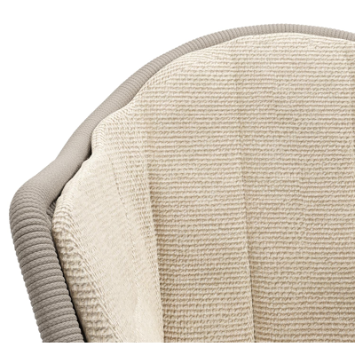 Pagino tuinstoel in zwart aluminium en beige verticaal geweven ronde rope met zitkussen in All Weather Cosytica Althea Chalk