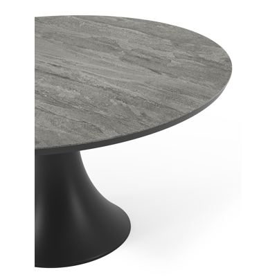 Fano tuintafel in zwart aluminium en volkeramiek aspen grey - Dia. 148 x H 75 cm