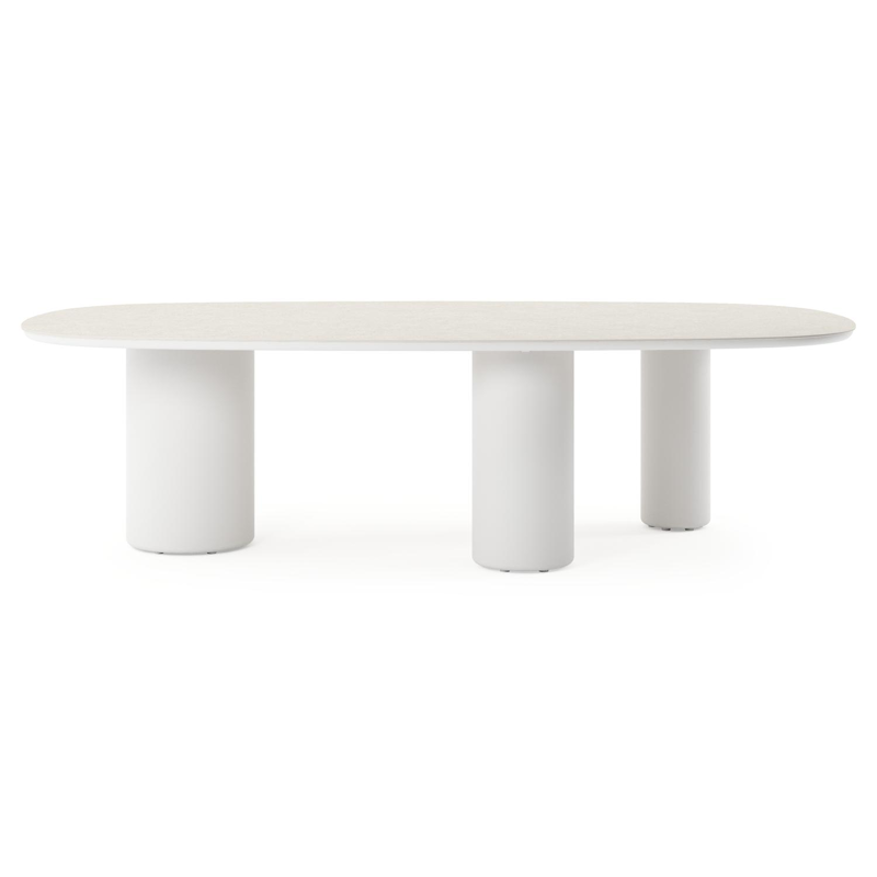 Amico tuintafel bombo xl in wit aluminium en volkeramiek Shilin - L 270 x B 148 x H 73.5 cm