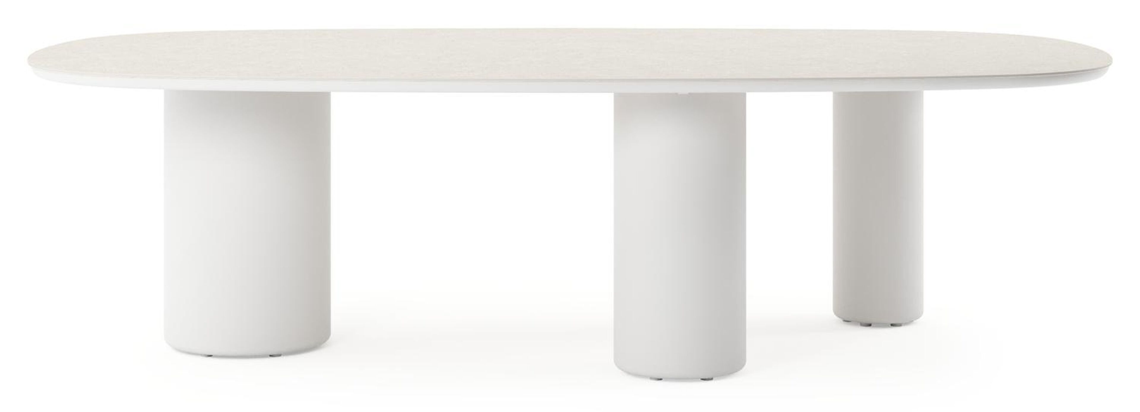 Table de jardin Amico bombo xl en aluminium blanc et céramique pleine Shilin - Lg. 270 x Lrg. 148 x Haut. 74 cm