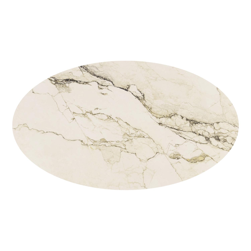 Fano tuintafel ovaal in wit aluminium en volkeramiek Colorado Dunes - L 140 x B 80 x H 74.5 cm