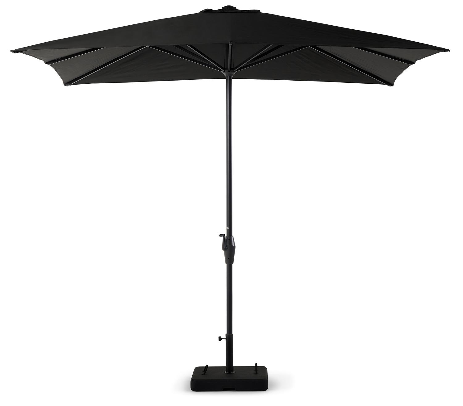 Viola staanparasol in zwart aluminium met zwart weather+ softtouch parasoldoek - L1 300 x L2 300 cm (met voet)