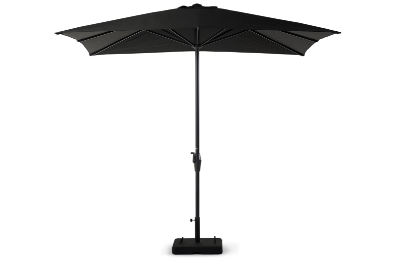 Viola staanparasol in zwart aluminium met zwart weather+ softtouch parasoldoek - L1 300 x L2 300 cm (met voet)