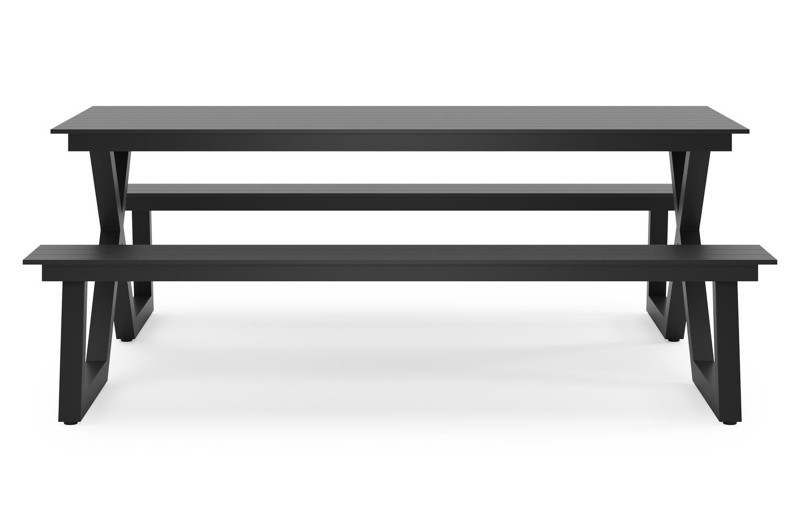 Mundo picknicktafel in zwart aluminium - L 200 x B 174 x H 75 cm