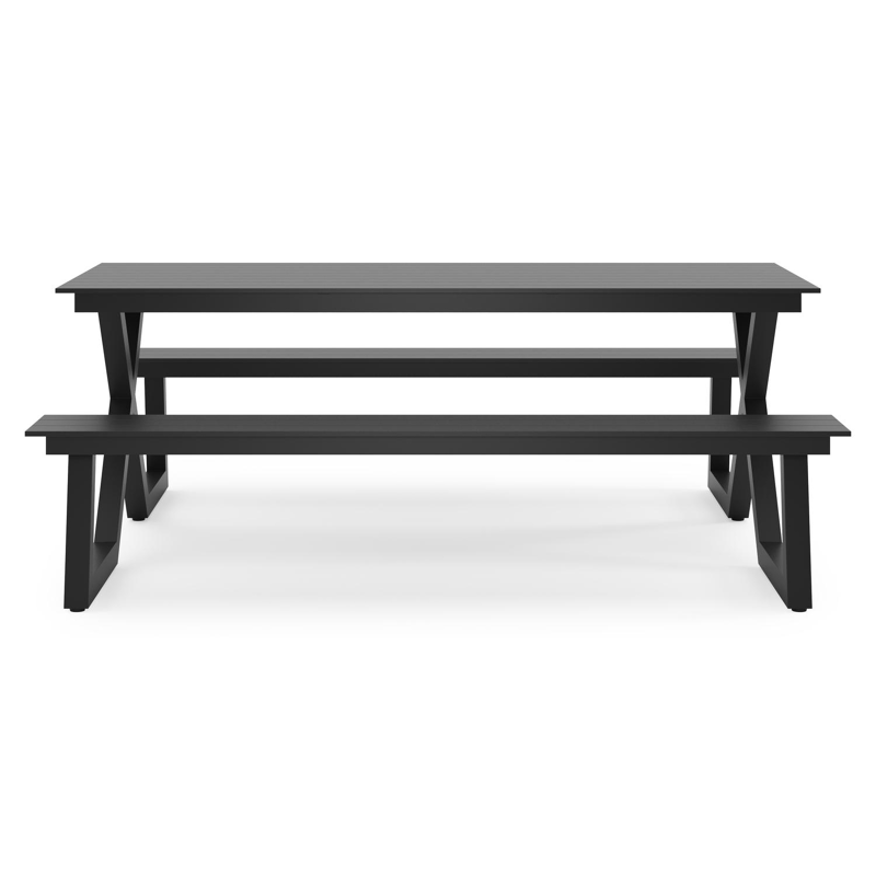 Table de pique-nique Mundo en aluminium noir - Lg 200 x Larg 174 x H 75 cm