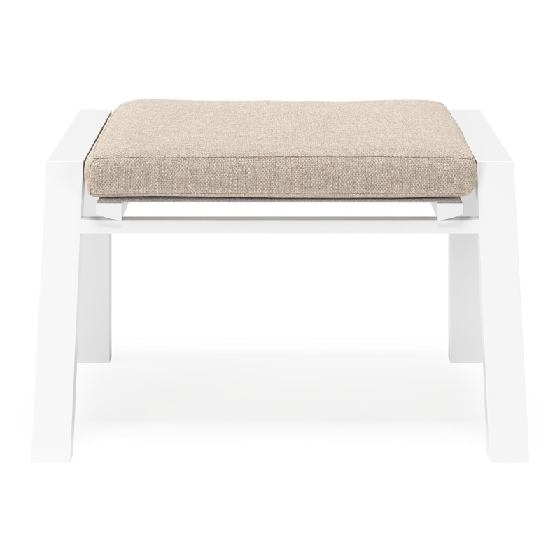 Pouf Prato en aluminium blanc avec coussin en weather+ softtouch rustic