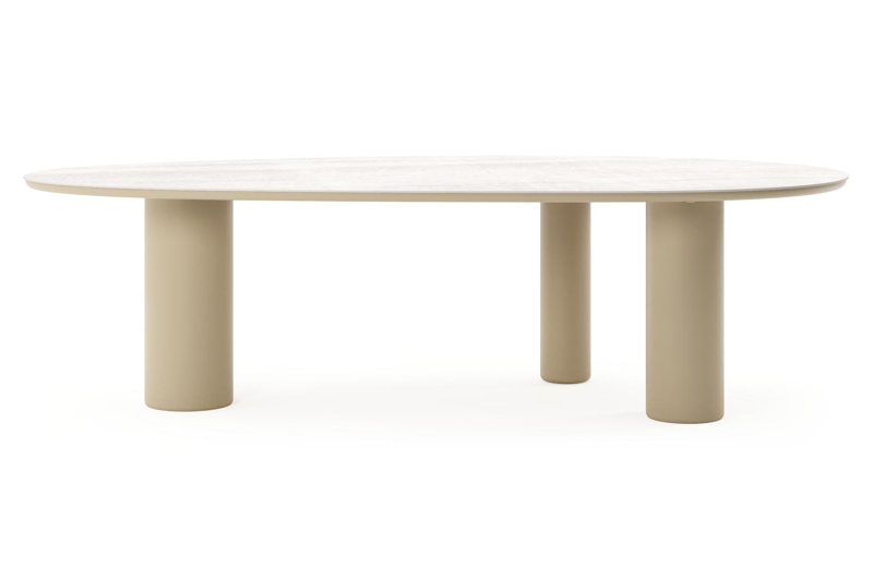 Amico tuintafel mango in beige aluminium en volkeramiek Taj Mahal - L 260 x B 130 x H 73.5 cm