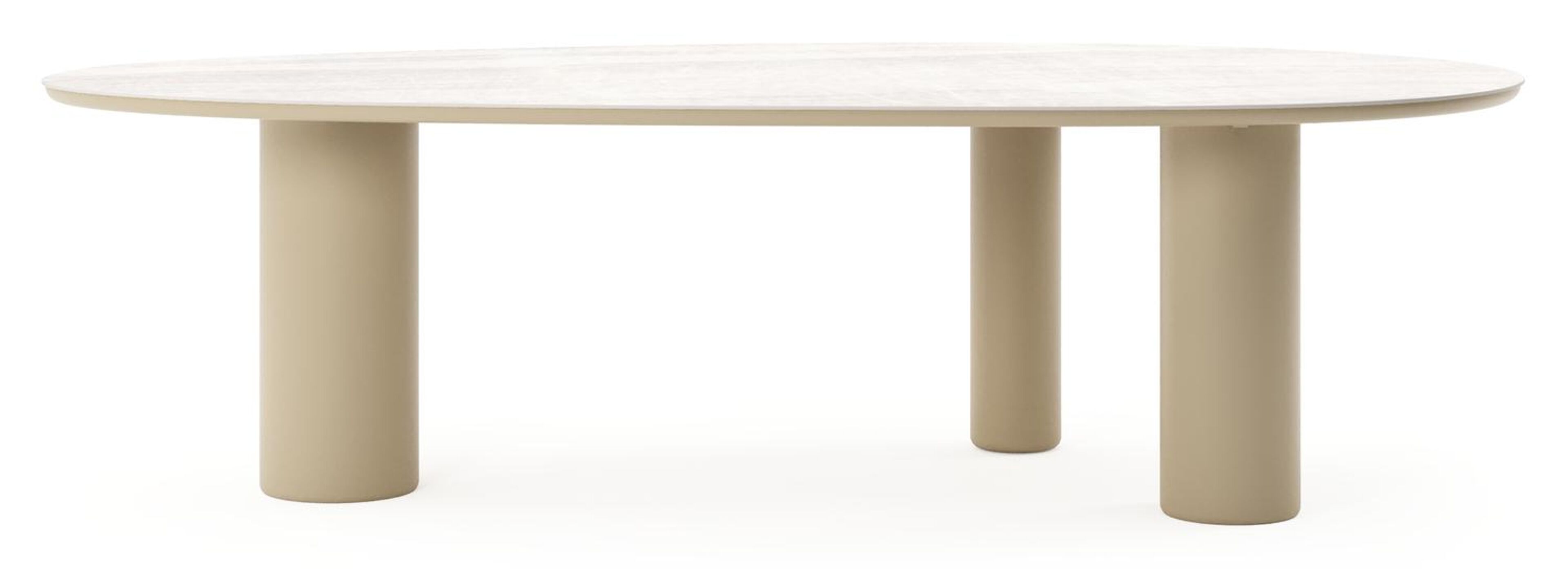 Amico tuintafel mango in beige aluminium en volkeramiek Taj Mahal - L 260 x B 130 x H 74 cm