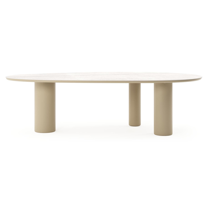Amico tuintafel mango in beige aluminium en volkeramiek Taj Mahal - L 260 x B 130 x H 74 cm