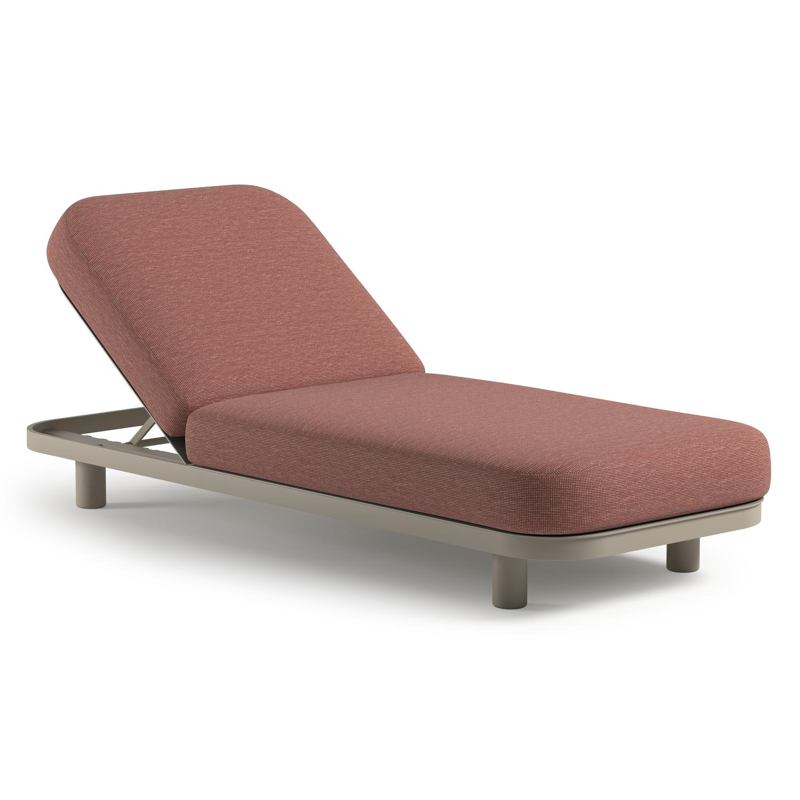Chaise longue réglable Donato en aluminium beige avec All Weather Solica slow alezan coussin