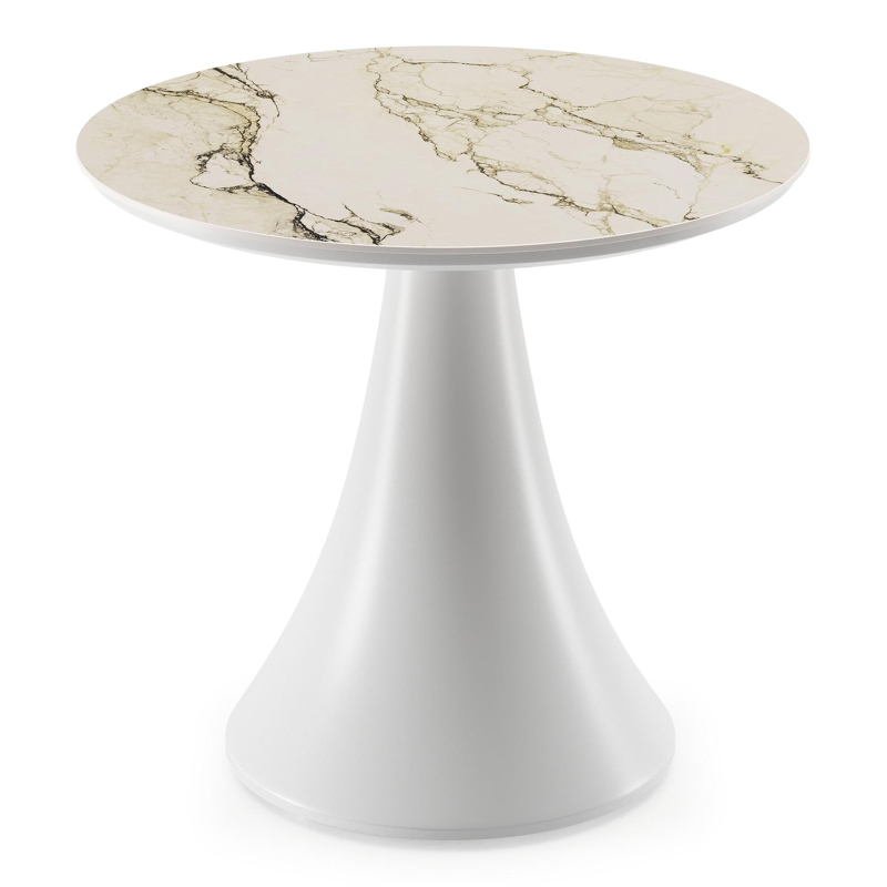 Fano low dining loungetafel in wit aluminium en volkeramiek colorado dunes - Dia. 65 x H 55 cm