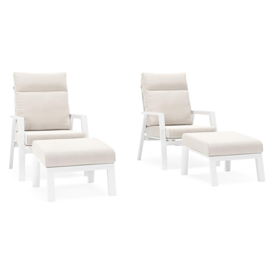 Set van 2 Mismo loungestoelen in wit aluminium met beige Weather+ Softtouch kussen