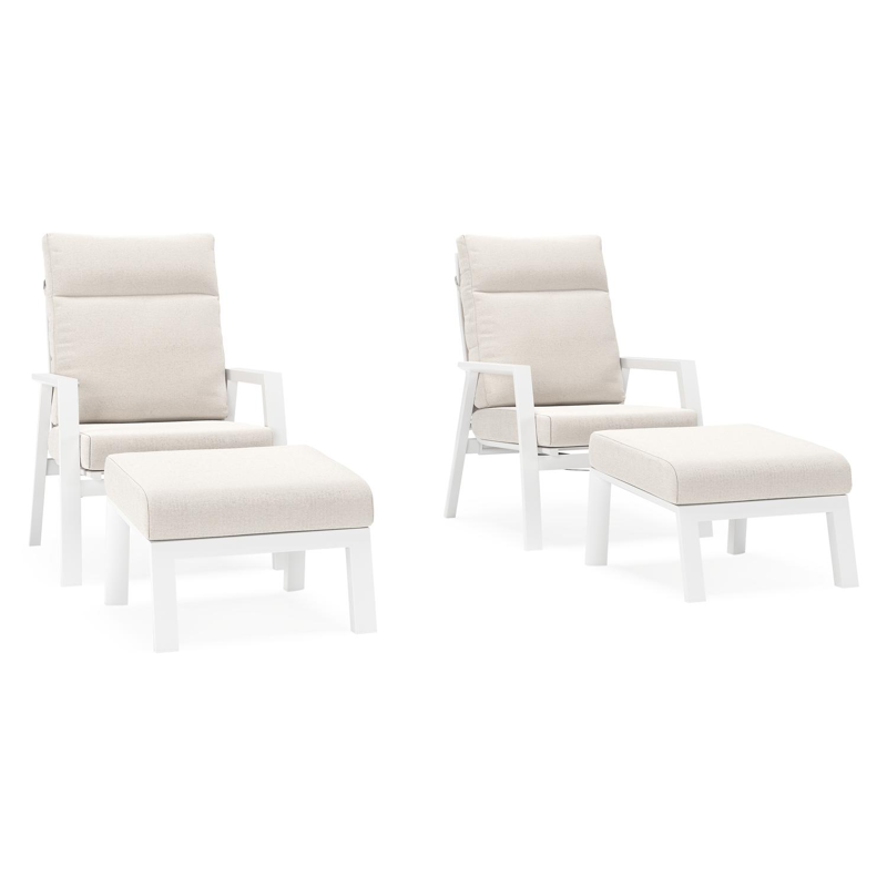 Set van 2 Mismo loungestoelen in wit aluminium met beige Weather+ Softtouch kussen