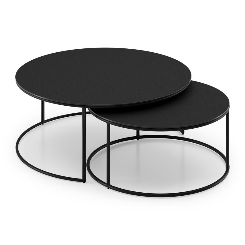 Fano loungetafels in zwart aluminium en nero black volkeramiek - Dia. 85/65 x H 35/30 cm