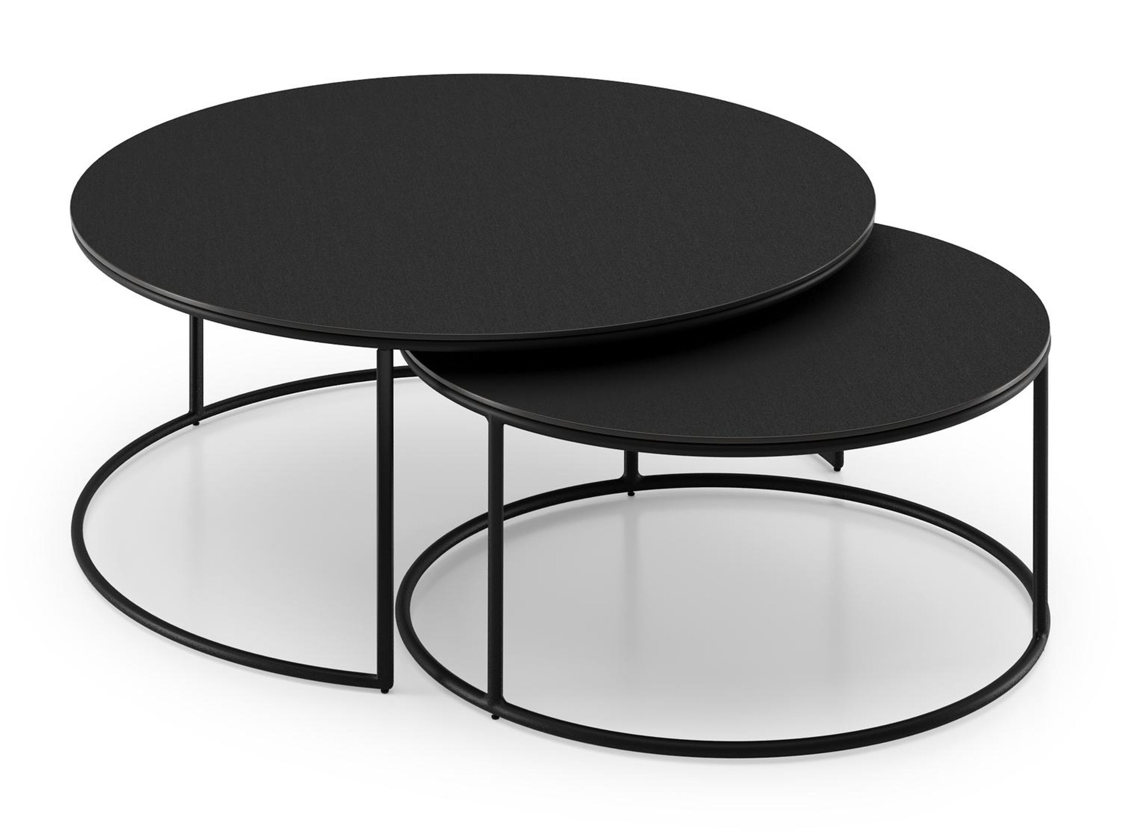Fano loungetafels in zwart aluminium en nero black volkeramiek - Dia. 85/65 X H 35/30 cm