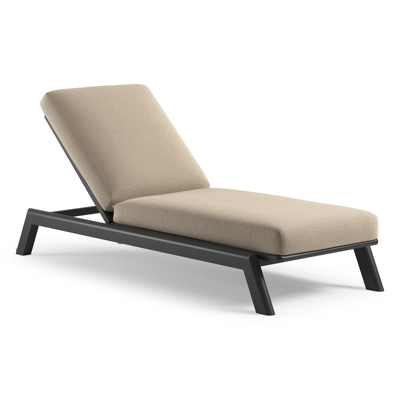 Cirello verstelbaar ligbed met pompsysteem in zwart aluminium met althea chalk all weather Cosytica kussen