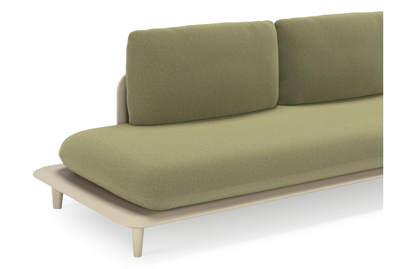 Bomero loungehoek in beige aluminium met heritage leaf all weather sunbrella® luxe kussen