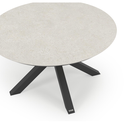 Table de jardin Nano en aluminium noir et céramique pleine shilin - Dia. 130 x H 71 cm