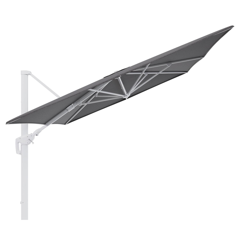 Parasol pendant Minore avec fonction tilt en aluminium blanc et toile de parasol en All Weather Solica Firenze Tunder  - Lg.1 400 x Lg.2 300 cm (sans pied de parasol)