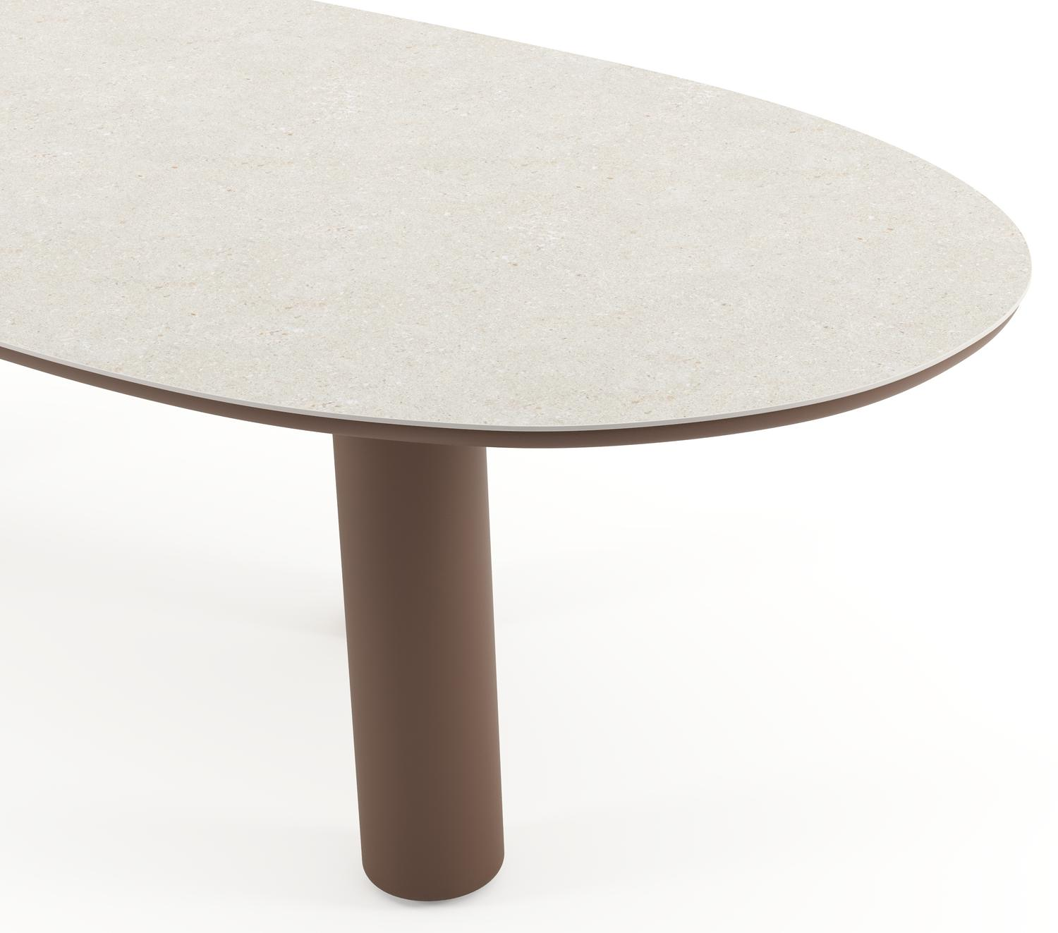 Amico tuintafel organisch in taupe aluminium en volkeramiek Shilin - L 280 x B 120 x H 73.5 cm