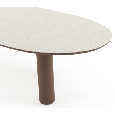 Amico tuintafel organisch in taupe aluminium en volkeramiek Shilin - L 280 x B 120 x H 73.5 cm