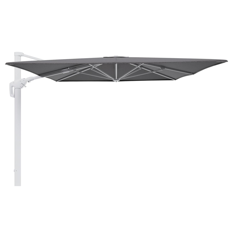Parasol pendant Minore avec fonction tilt en aluminium blanc et toile de parasol en All Weather Solica Firenze Tunder  - Lg.1 400 x Lg.2 300 cm (sans pied de parasol)