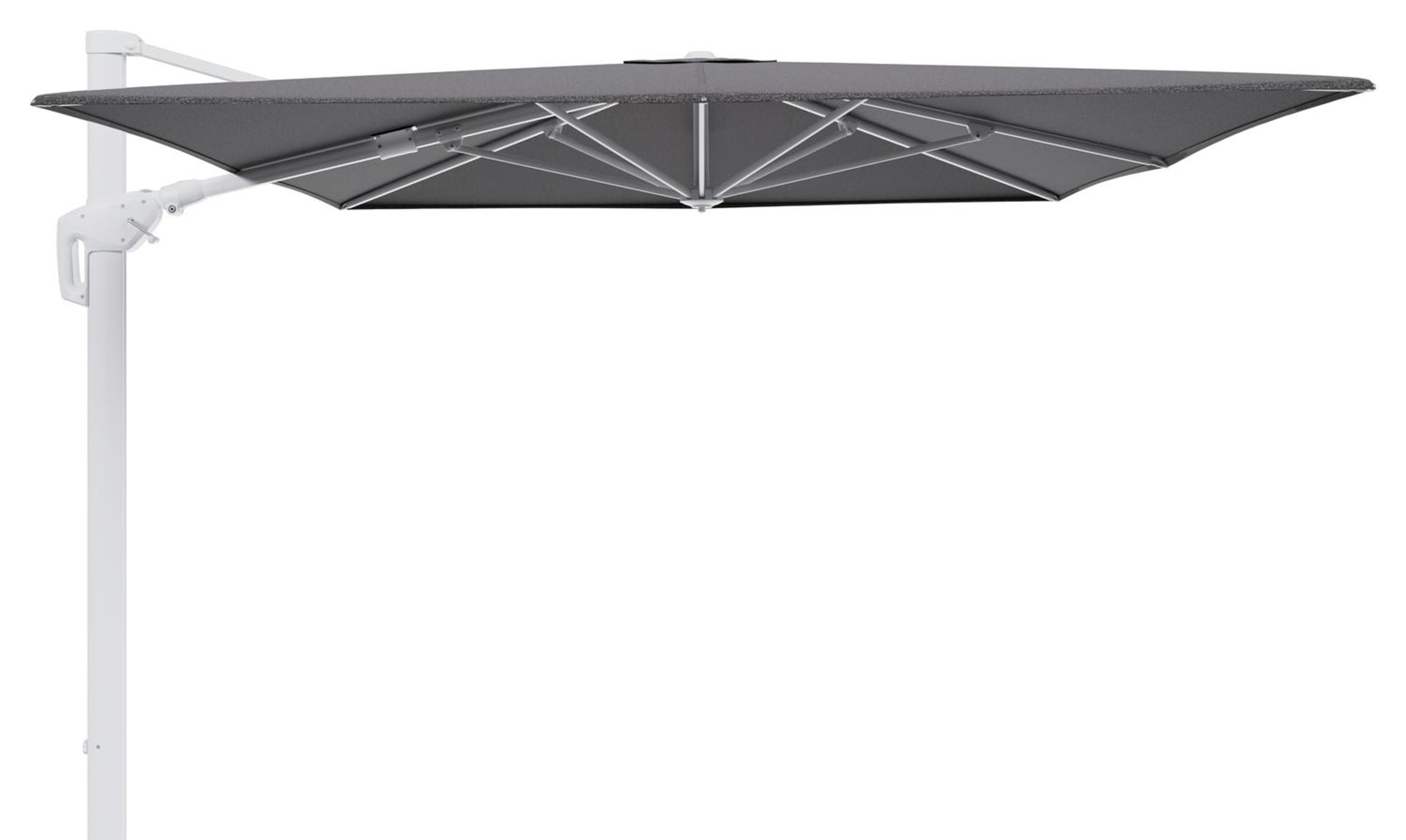 Minore zweefparasol tiltfunctie in wit aluminium en parasoldoek in All Weather Solica Firenze Tunder  - L1 400 x L2 300 cm (zonder voet)