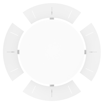 Rondino picknicktafel in wit aluminium en volkeramiek arctic white tafelblad - Ø 236 x H 71,5 cm