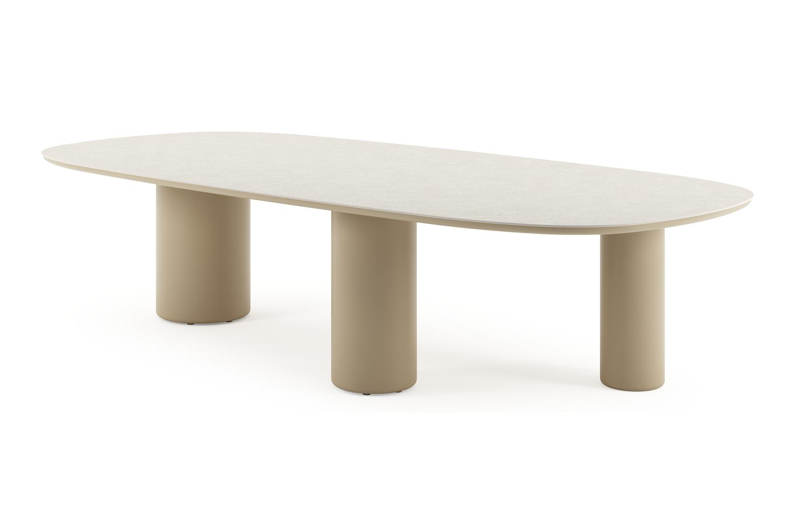 Amico tuintafel bombo xl in beige aluminium en volkeramiek Shilin - L 320 x B 148 x H 73.5 cm
