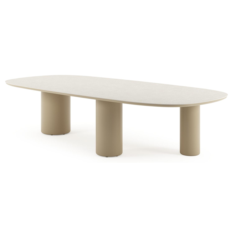 Amico tuintafel bombo xl in beige aluminium en volkeramiek Shilin - L 320 x B 148 x H 73.5 cm