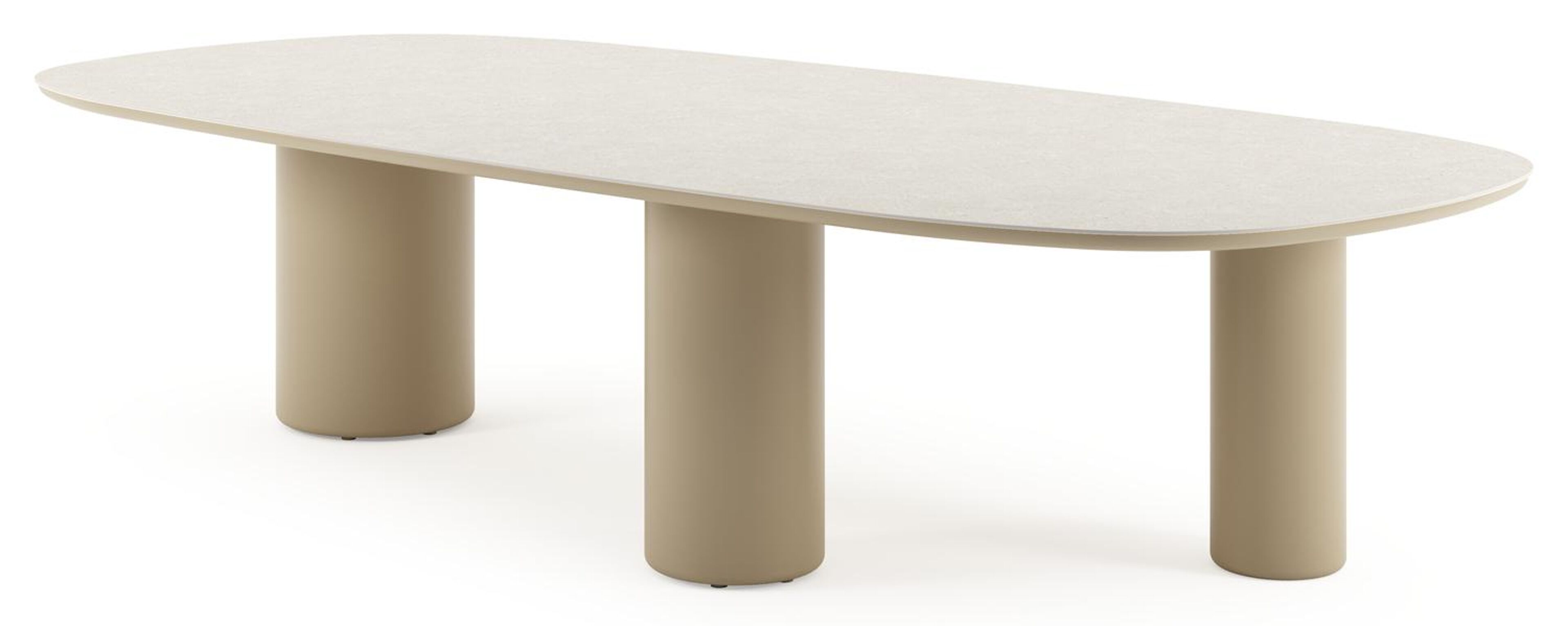 Table de jardin Amico bombo xl en aluminium beige et céramique pleine Shilin - Lg. 320 x Lrg. 148 x Haut. 73.5 cm