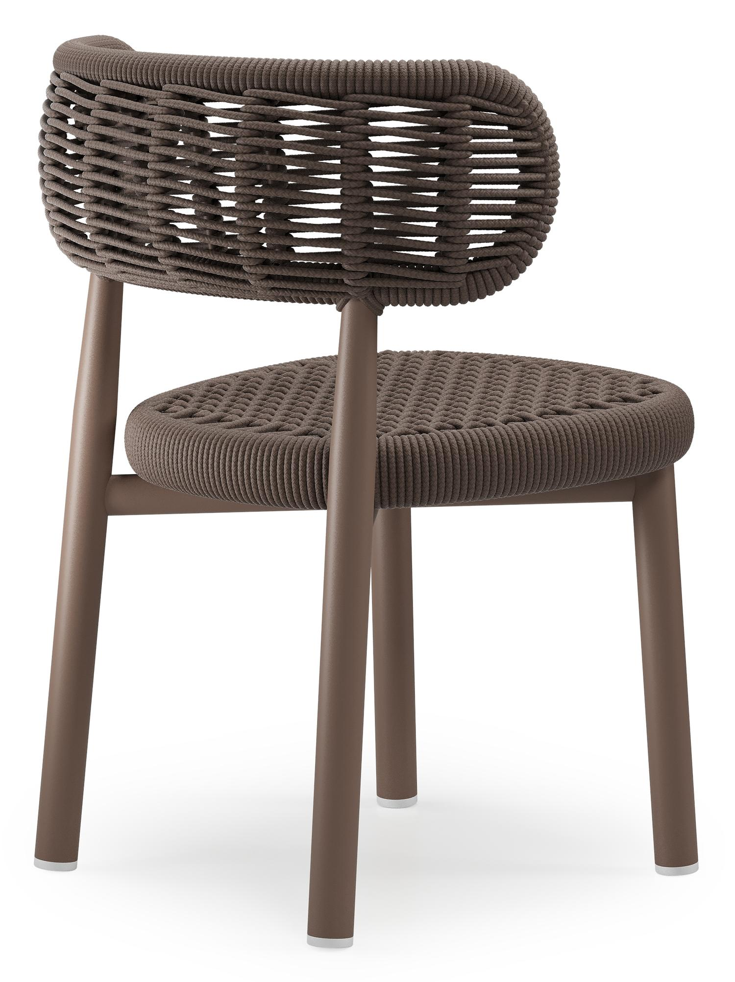 Chaise de jardin Lomo en aluminium taupe et corde ronde tissée carrée taupe