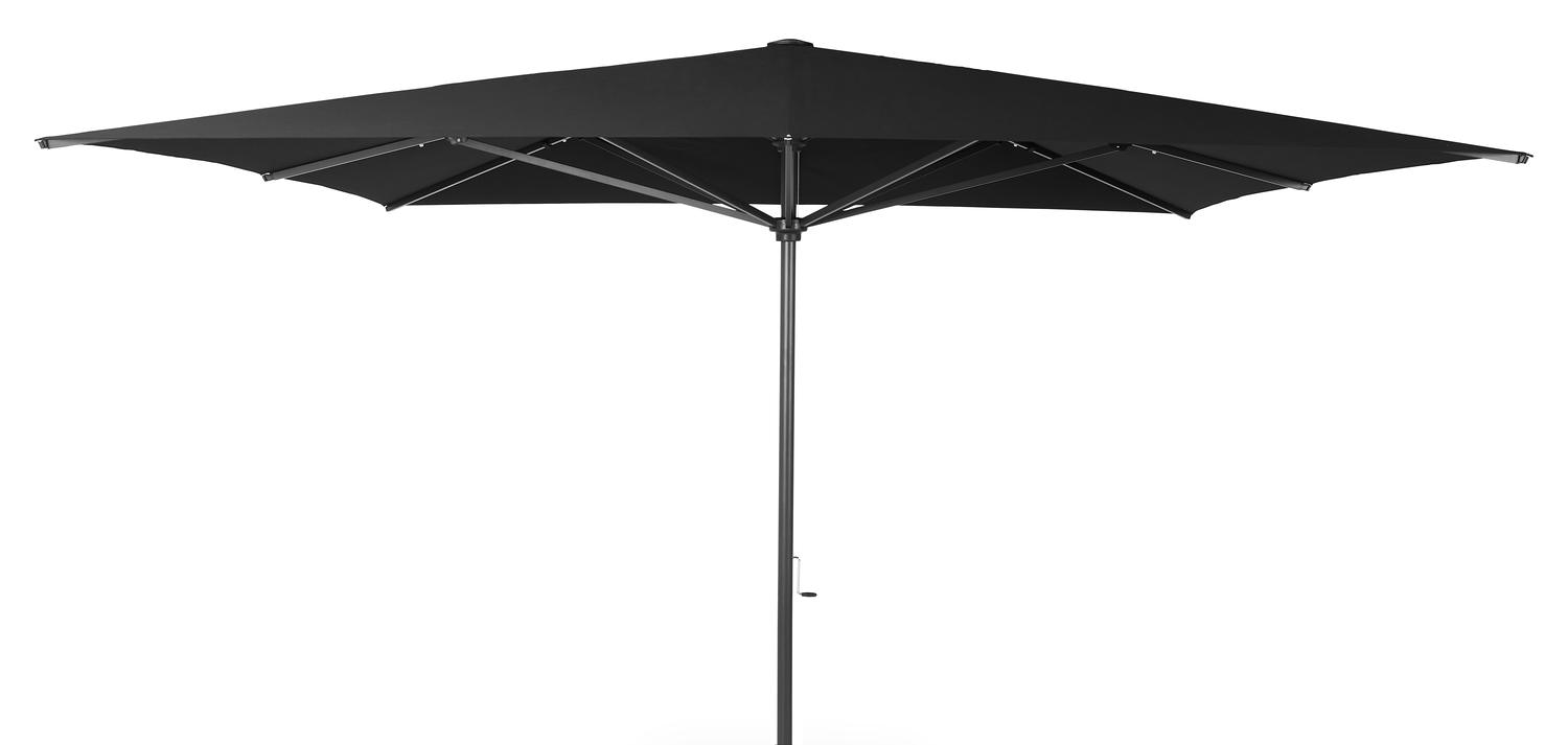 Solino staanparasol in zwart aluminium met zwart all weather sunbrella® premium parasoldoek - L1 400 x L2 400 cm (zonder voet)