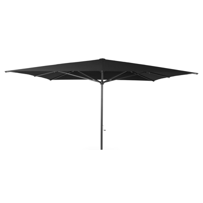 Solino staanparasol in zwart aluminium met zwart all weather sunbrella® Premium parasoldoek - L1 400 x L2 400 cm (zonder voet)