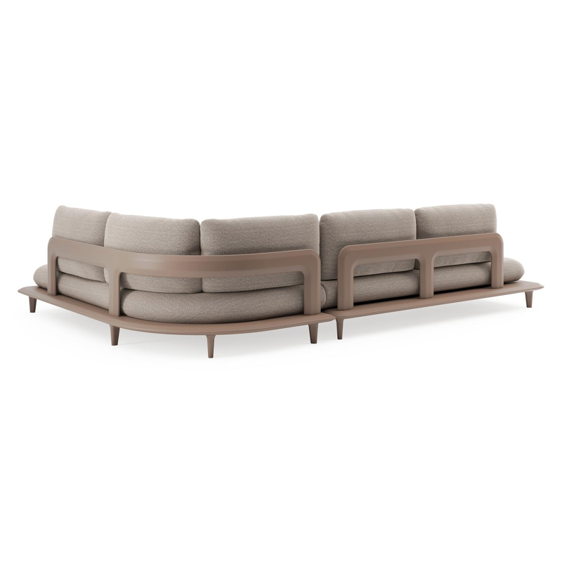 Bomero loungehoek in taupe aluminium met wander manioc all weather sunbrella® luxe kussen