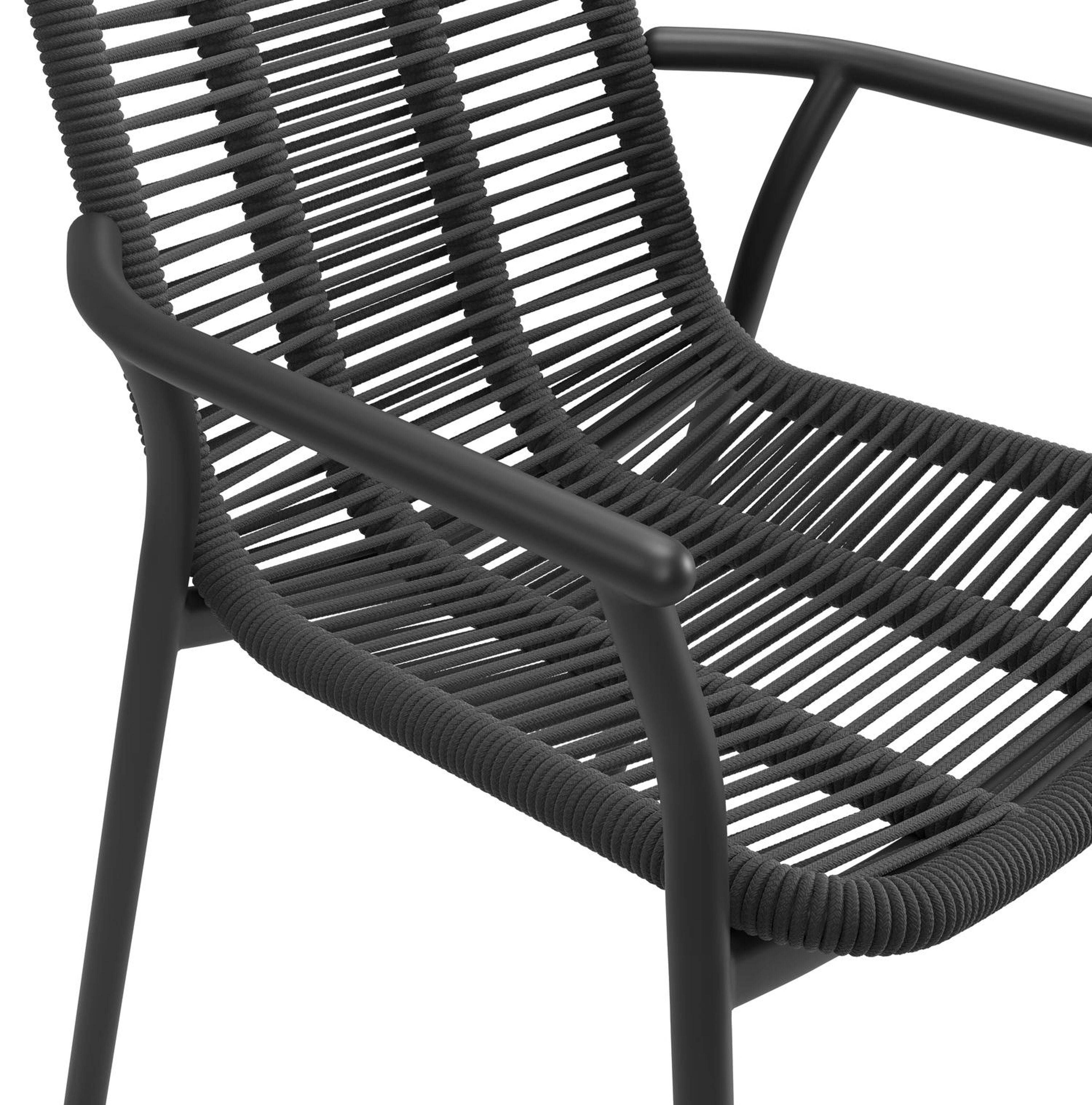 Ensemble de jardin Mosa en aluminium noir et sintered stone notte minerale avec 8 chaises de jardin empilable Berga