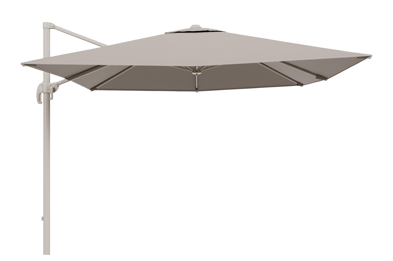 Calpe zweefparasol in beige aluminium met beige weather+ softtouch parasoldoek - L1 270 x L2 270 cm (zonder voet)