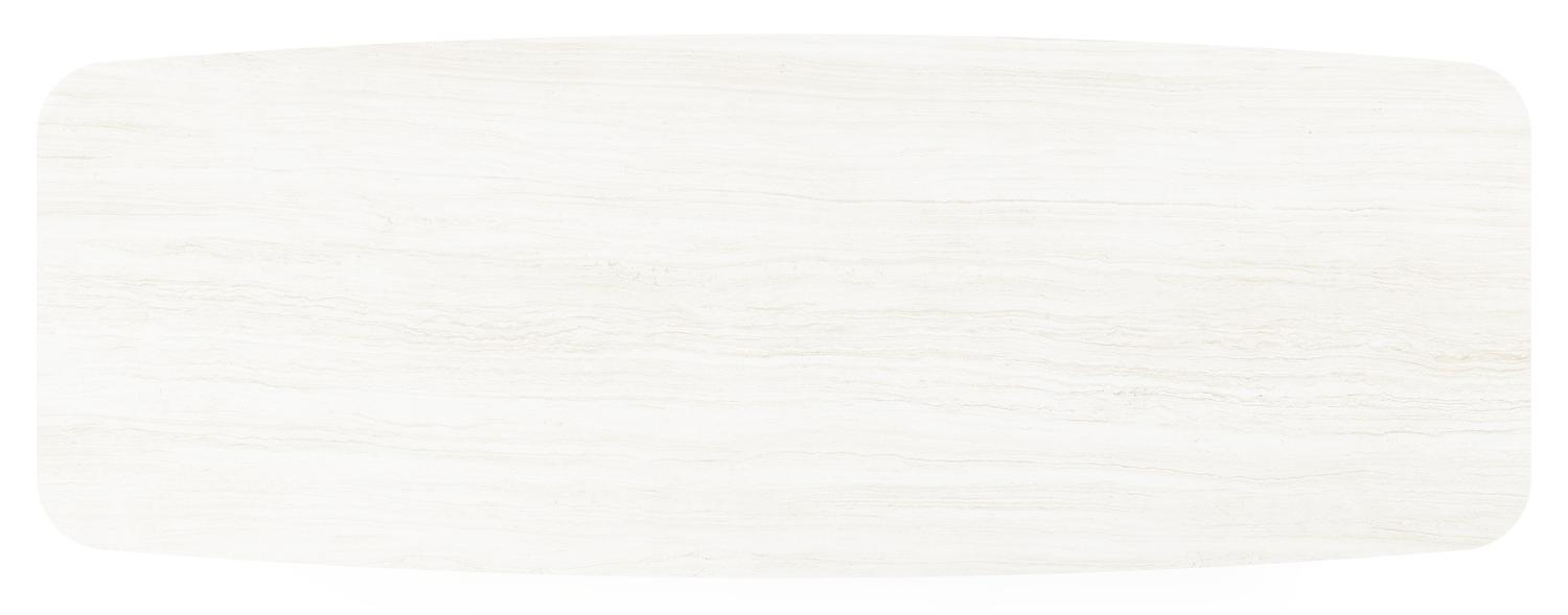 Pagino tuintafel bootvorm in wit aluminium en volkeramiek calista - L 315 x B 115 x H 73 cm